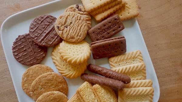 A plate of mixed biscuits