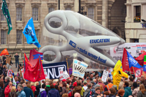 Demonstration by teachers against cuts to education budget