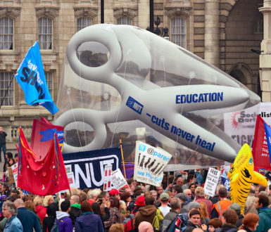 Demonstration by teachers against cuts to education budget